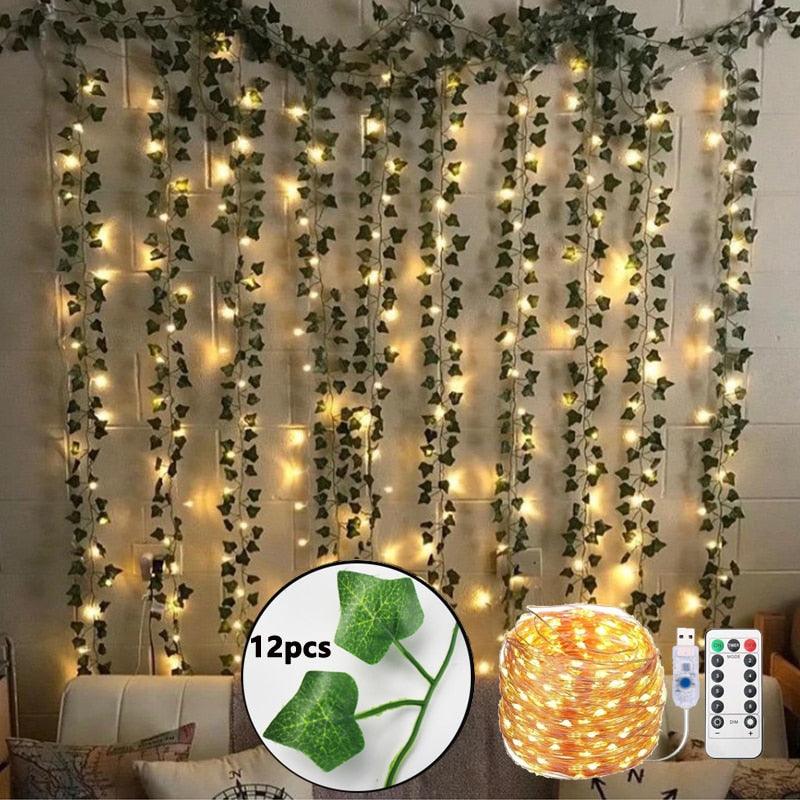 Cascata Guirlanda Verde com Led 12 Peças - My Store